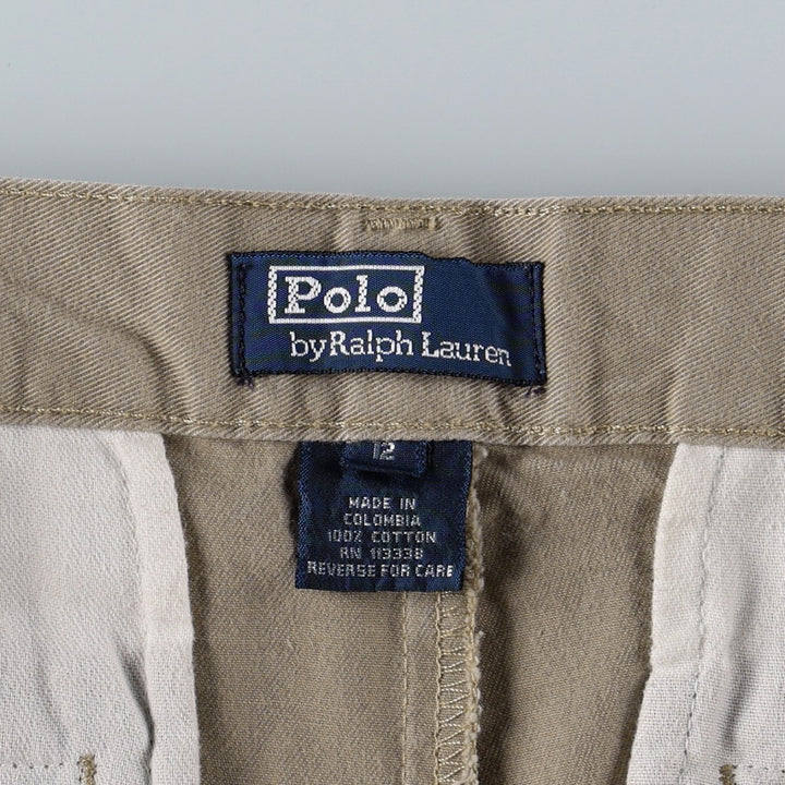 Ralph Lauren POLO by Ralph Lauren Two-Pleat Chino Shorts, Women's Size L (W28 equivalent) cotton Beige type Vintage Second Hand