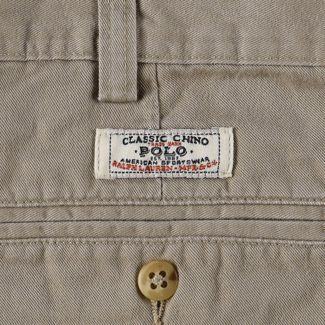 Ralph Lauren POLO by Ralph Lauren Two-Pleat Chino Shorts, Women's Size L (W28 equivalent) cotton Beige type Vintage Second Hand