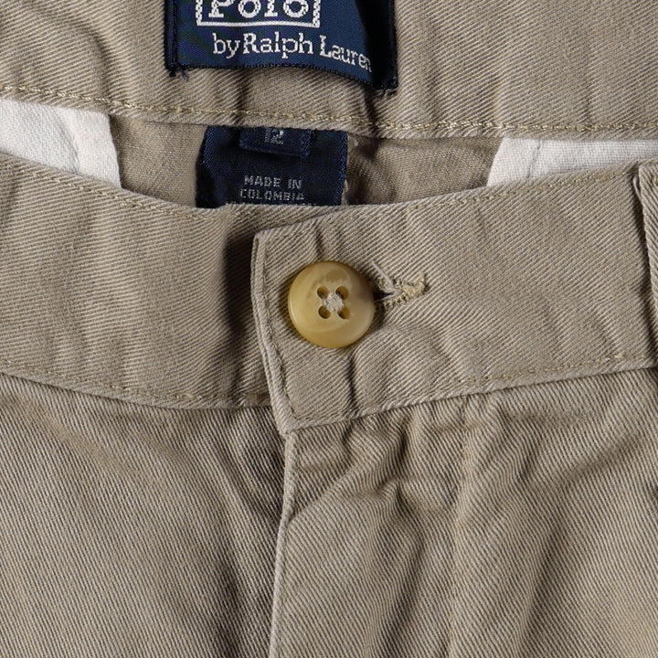 Ralph Lauren POLO by Ralph Lauren Two-Pleat Chino Shorts, Women's Size L (W28 equivalent) cotton Beige type Vintage Second Hand