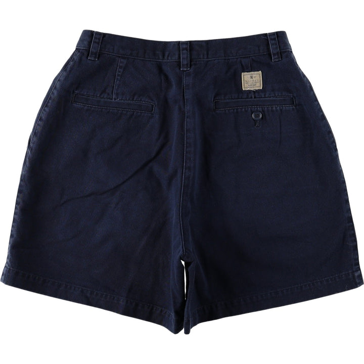 Ralph Lauren LAUREN One-tuck Chino Shorts, Women's Size L (equivalent to W29) cotton navy blue type Vintage Second Hand