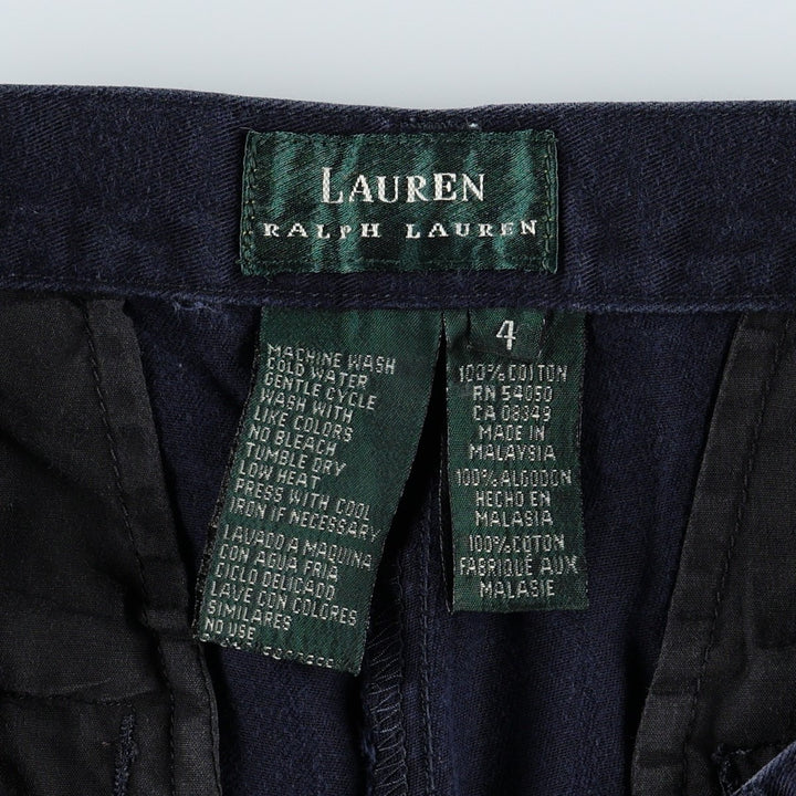 Ralph Lauren LAUREN One-tuck Chino Shorts, Women's Size L (equivalent to W29) cotton navy blue type Vintage Second Hand