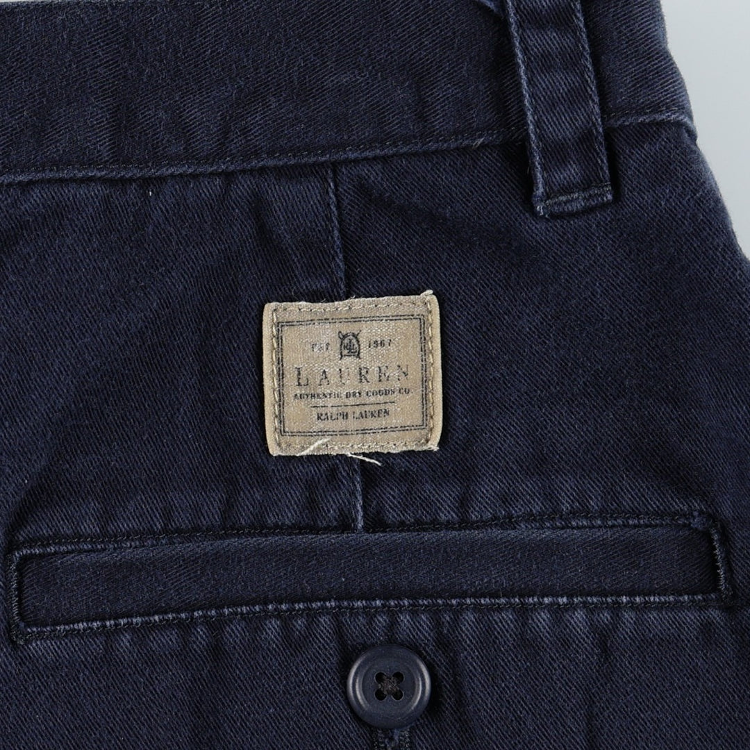 Ralph Lauren LAUREN One-tuck Chino Shorts, Women's Size L (equivalent to W29) cotton navy blue type Vintage Second Hand