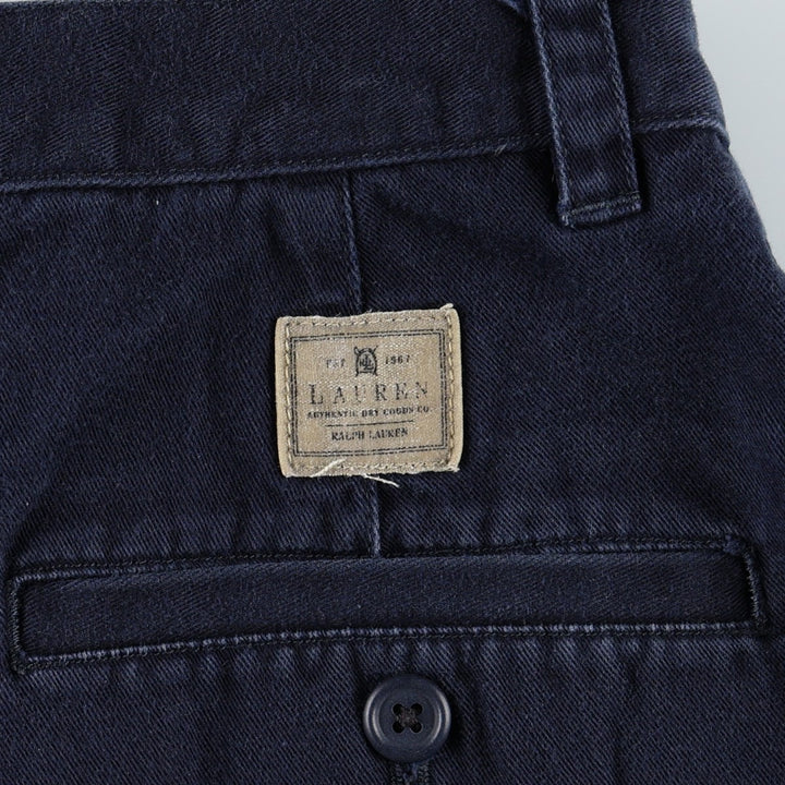 Ralph Lauren LAUREN One-tuck Chino Shorts, Women's Size L (equivalent to W29) cotton navy blue type Vintage Second Hand