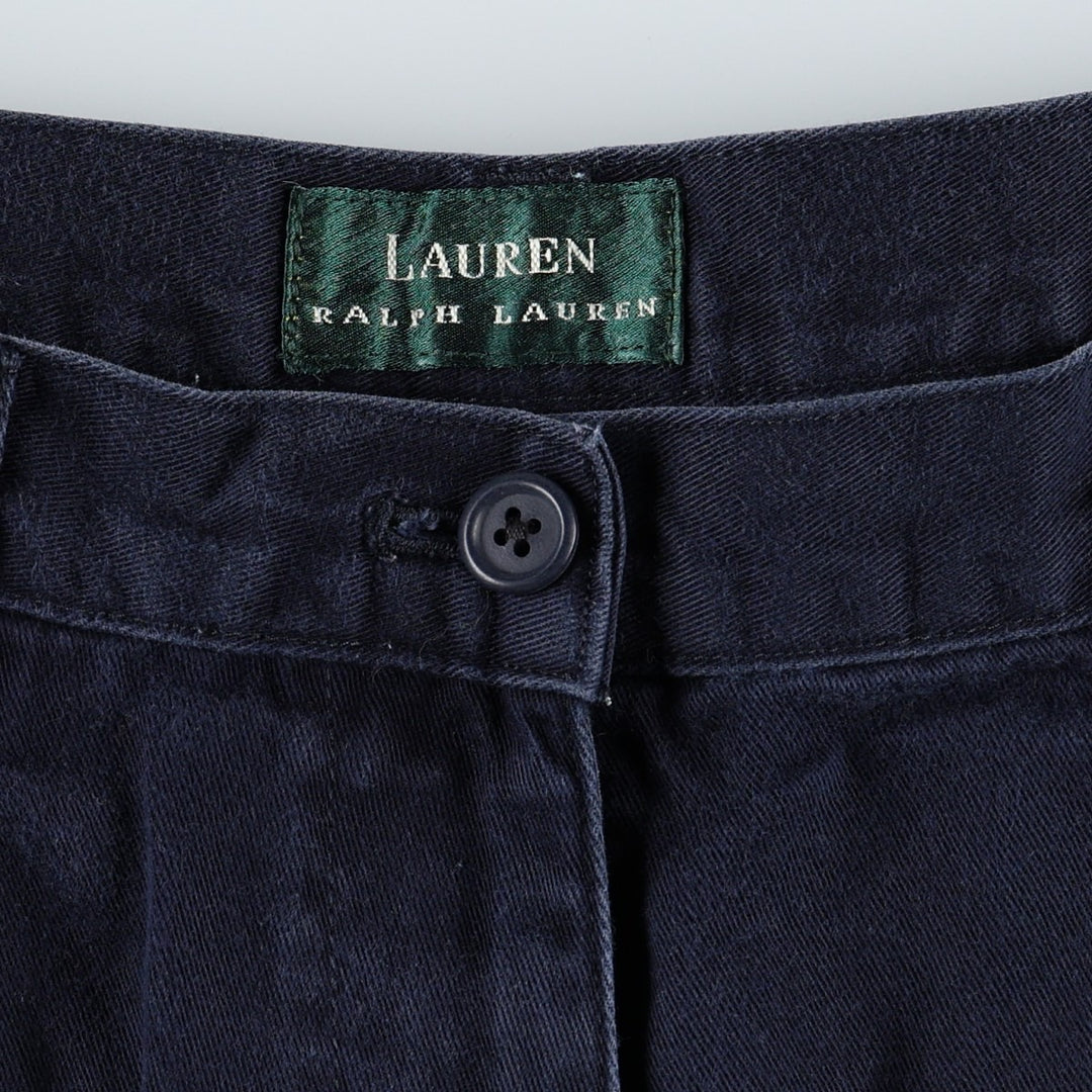 Ralph Lauren LAUREN One-tuck Chino Shorts, Women's Size L (equivalent to W29) cotton navy blue type Vintage Second Hand