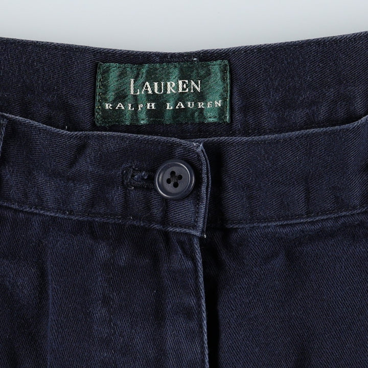 Ralph Lauren LAUREN One-tuck Chino Shorts, Women's Size L (equivalent to W29) cotton navy blue type Vintage Second Hand