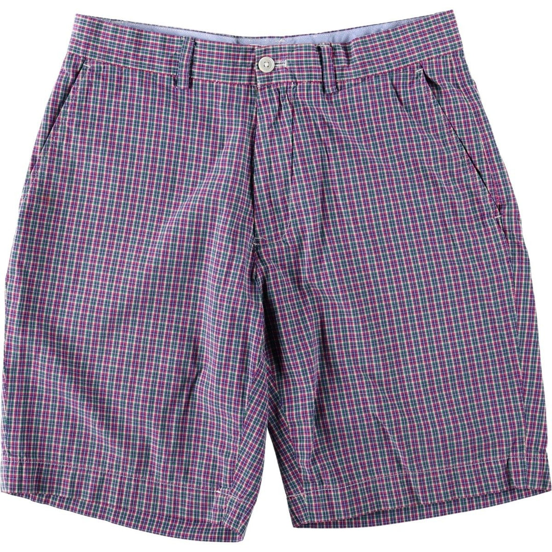 Ralph Lauren POLO GOLF check pattern cotton shorts, women's size XL (equivalent to W31). cotton navy blue type Vintage Second Hand