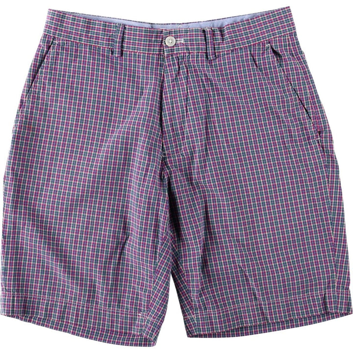 Ralph Lauren POLO GOLF check pattern cotton shorts, women's size XL (equivalent to W31). cotton navy blue type Vintage Second Hand