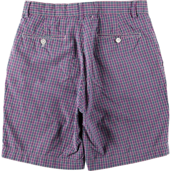 Ralph Lauren POLO GOLF check pattern cotton shorts, women's size XL (equivalent to W31). cotton navy blue type Vintage Second Hand