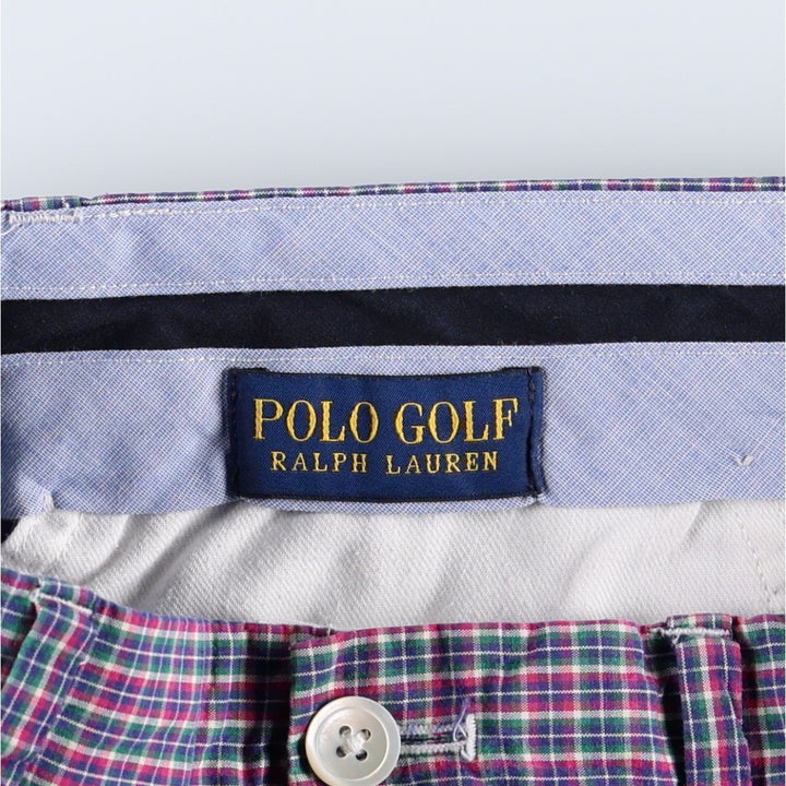 Ralph Lauren POLO GOLF check pattern cotton shorts, women's size XL (equivalent to W31). cotton navy blue type Vintage Second Hand