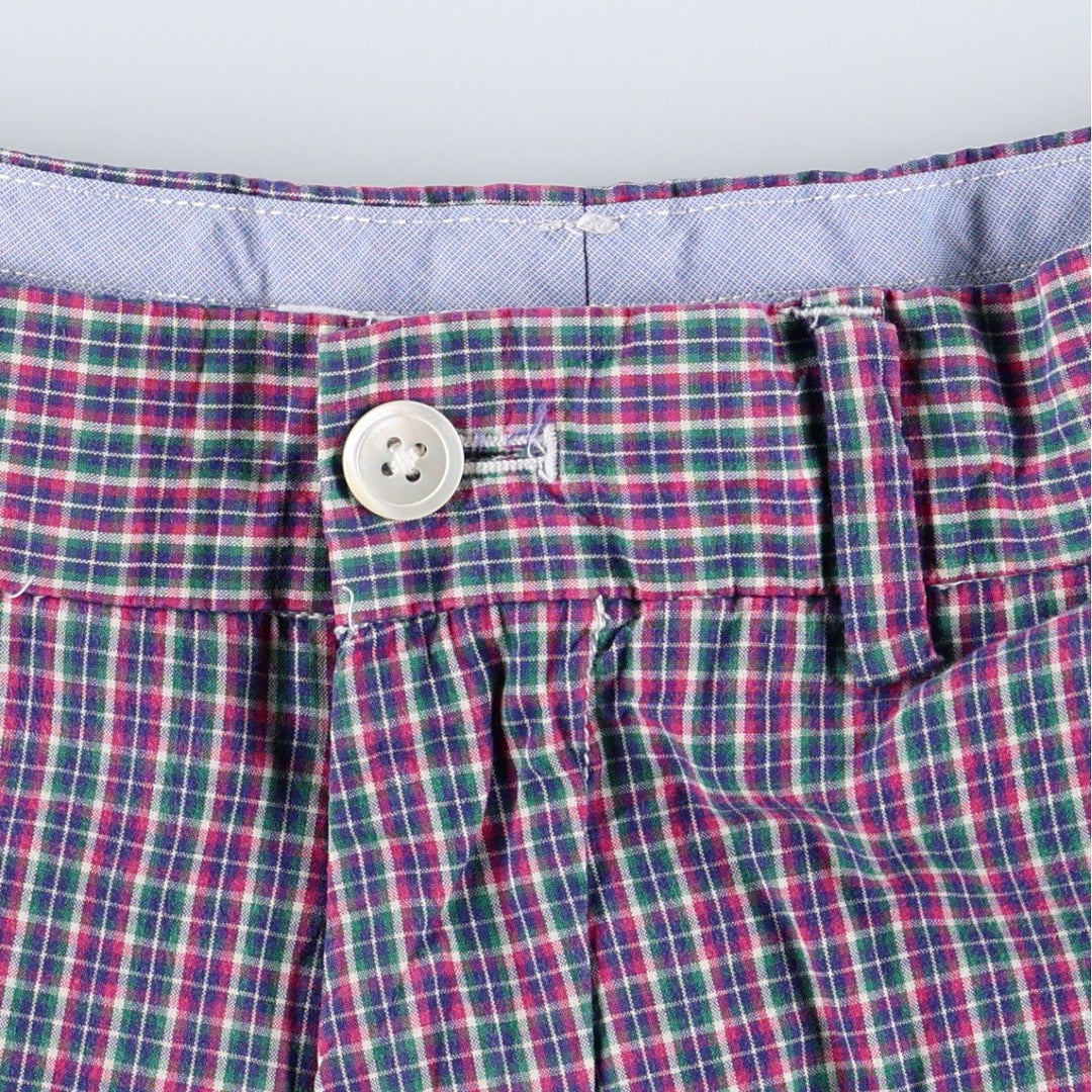 Ralph Lauren POLO GOLF check pattern cotton shorts, women's size XL (equivalent to W31). cotton navy blue type Vintage Second Hand