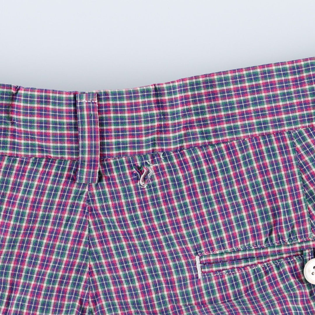 Ralph Lauren POLO GOLF check pattern cotton shorts, women's size XL (equivalent to W31). cotton navy blue type Vintage Second Hand