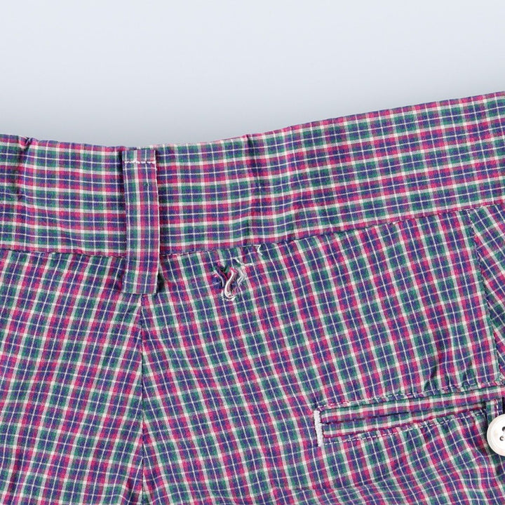 Ralph Lauren POLO GOLF check pattern cotton shorts, women's size XL (equivalent to W31). cotton navy blue type Vintage Second Hand