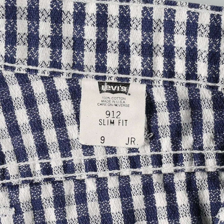90'S Levi's 912 Slim Fit Check Pattern Gingham Check Cotton Shorts, Women's Size L (W30 equivalent) cotton navy blue type Vintage Second Hand
