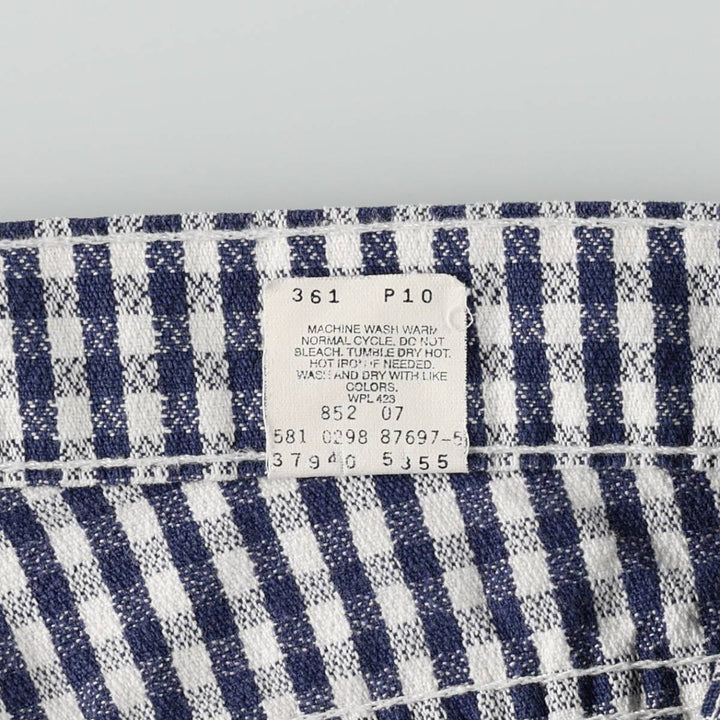 90'S Levi's 912 Slim Fit Check Pattern Gingham Check Cotton Shorts, Women's Size L (W30 equivalent) cotton navy blue type Vintage Second Hand