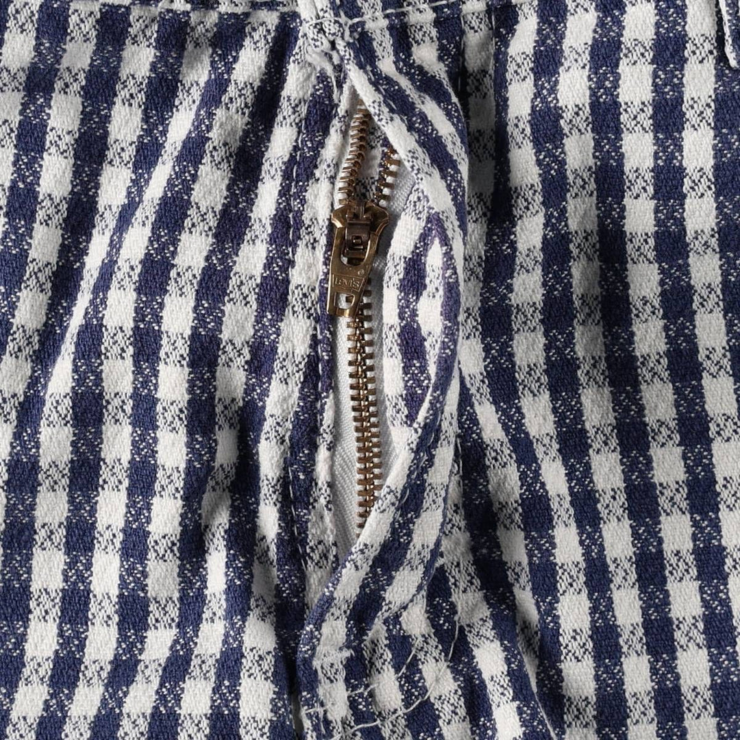 90'S Levi's 912 Slim Fit Check Pattern Gingham Check Cotton Shorts, Women's Size L (W30 equivalent) cotton navy blue type Vintage Second Hand