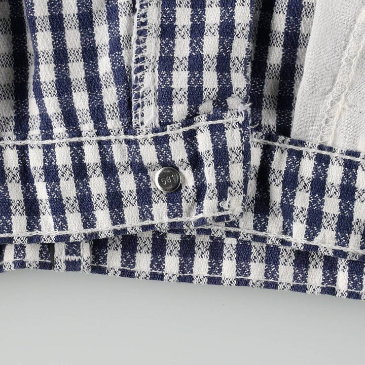 90'S Levi's 912 Slim Fit Check Pattern Gingham Check Cotton Shorts, Women's Size L (W30 equivalent) cotton navy blue type Vintage Second Hand