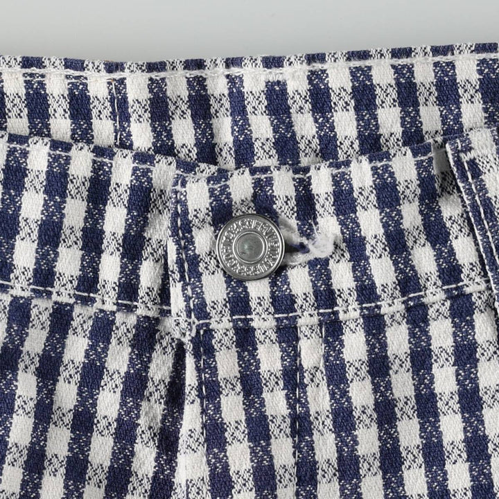 90'S Levi's 912 Slim Fit Check Pattern Gingham Check Cotton Shorts, Women's Size L (W30 equivalent) cotton navy blue type Vintage Second Hand