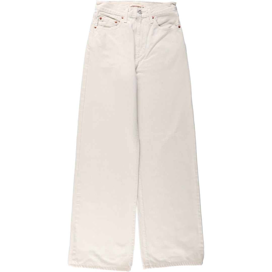 Levi's RIBCAGE WIDE LEG Flare Cut Denim Pants, Women's Size L (equivalent to W28) cotton ivory Vintage Second Hand