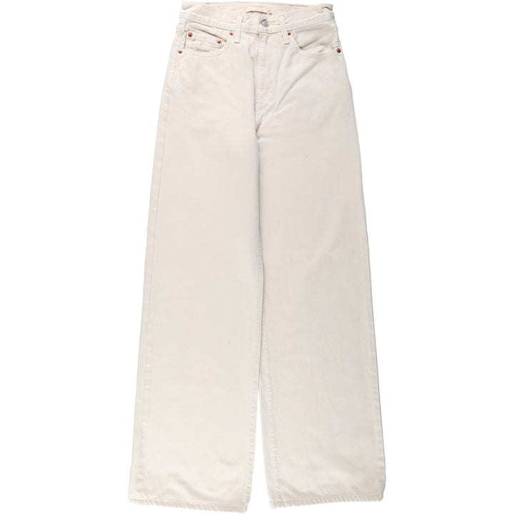 Levi's RIBCAGE WIDE LEG Flare Cut Denim Pants, Women's Size L (equivalent to W28) cotton ivory Vintage Second Hand