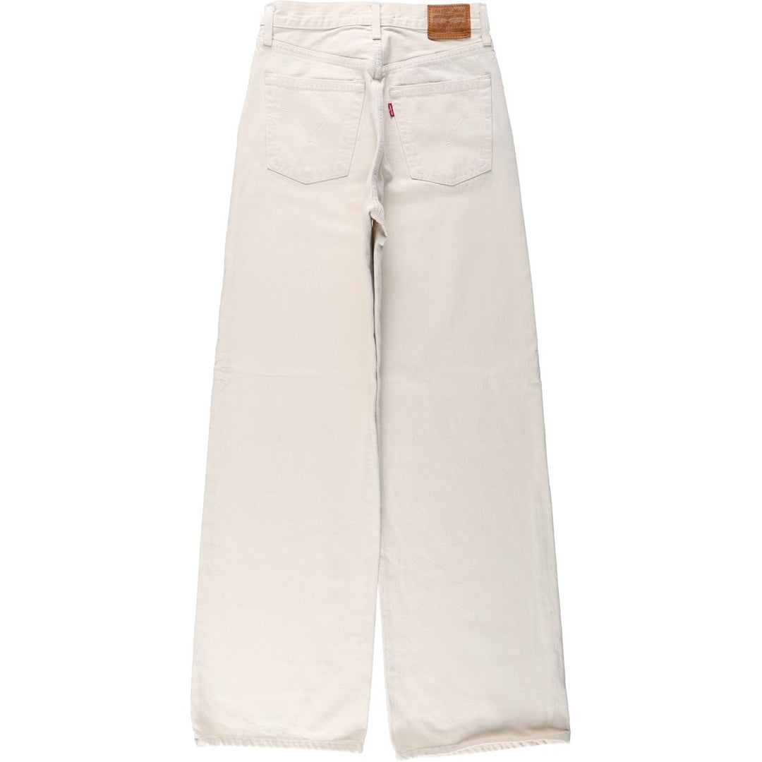 Levi's RIBCAGE WIDE LEG Flare Cut Denim Pants, Women's Size L (equivalent to W28) cotton ivory Vintage Second Hand