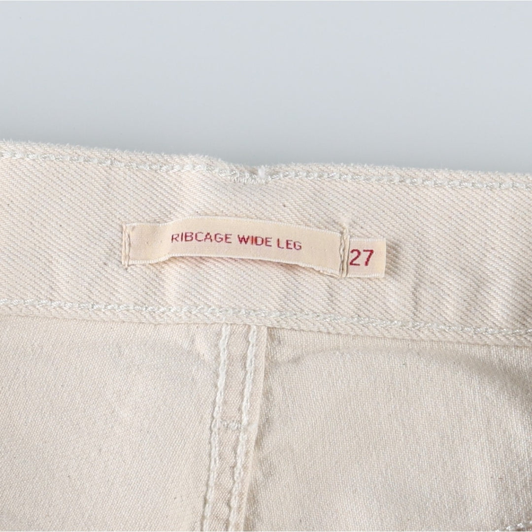 Levi's RIBCAGE WIDE LEG Flare Cut Denim Pants, Women's Size L (equivalent to W28) cotton ivory Vintage Second Hand