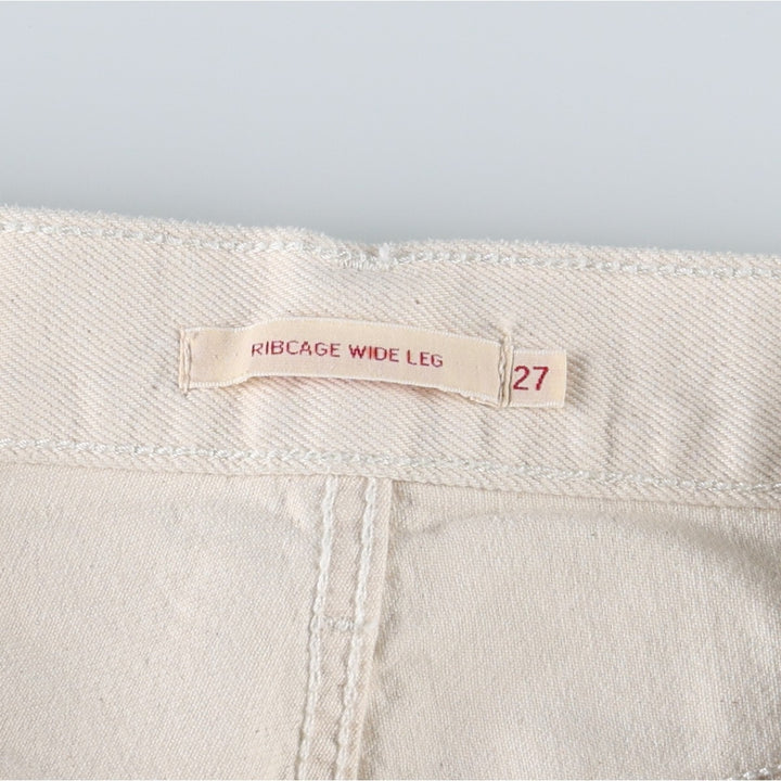 Levi's RIBCAGE WIDE LEG Flare Cut Denim Pants, Women's Size L (equivalent to W28) cotton ivory Vintage Second Hand