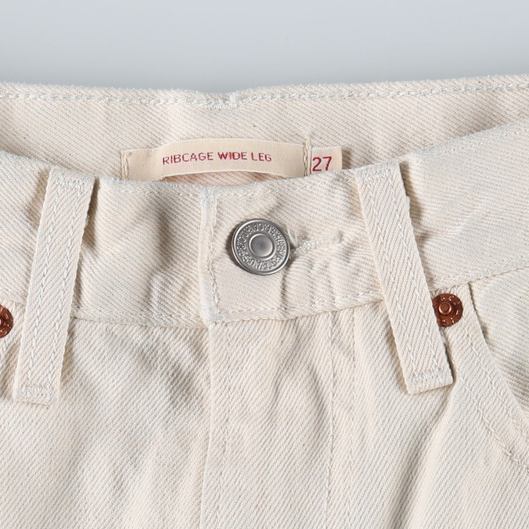 Levi's RIBCAGE WIDE LEG Flare Cut Denim Pants, Women's Size L (equivalent to W28) cotton ivory Vintage Second Hand