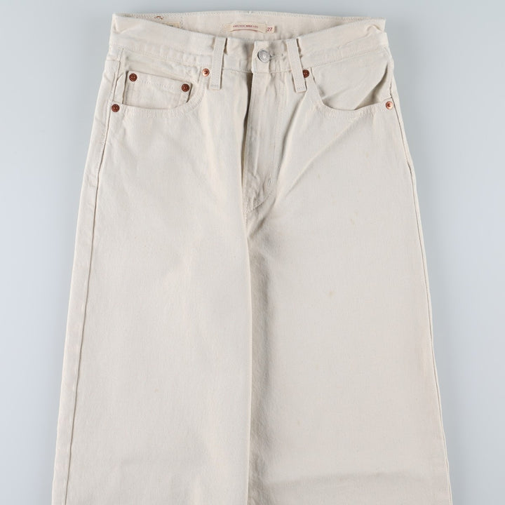 Levi's RIBCAGE WIDE LEG Flare Cut Denim Pants, Women's Size L (equivalent to W28) cotton ivory Vintage Second Hand