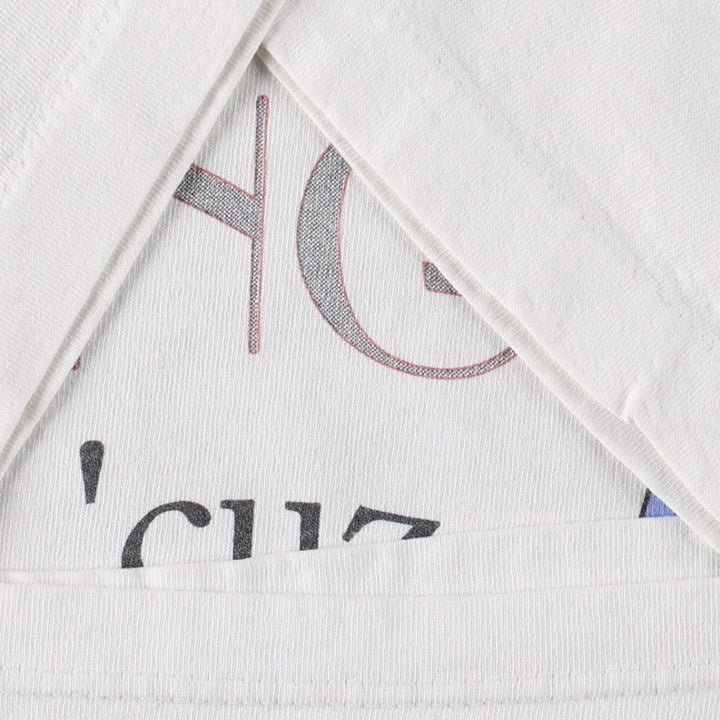 90'S message print T-shirt, men's size M equivalent, vintage. unclear white type Vintage Second Hand