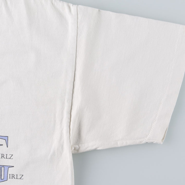 90'S message print T-shirt, men's size M equivalent, vintage. unclear white type Vintage Second Hand