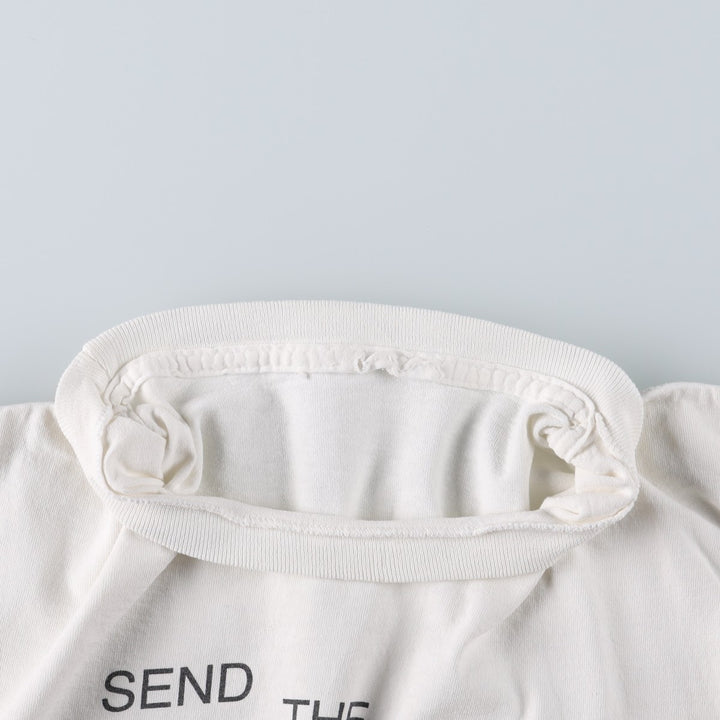 90'S message print T-shirt, men's size M equivalent, vintage. unclear white type Vintage Second Hand