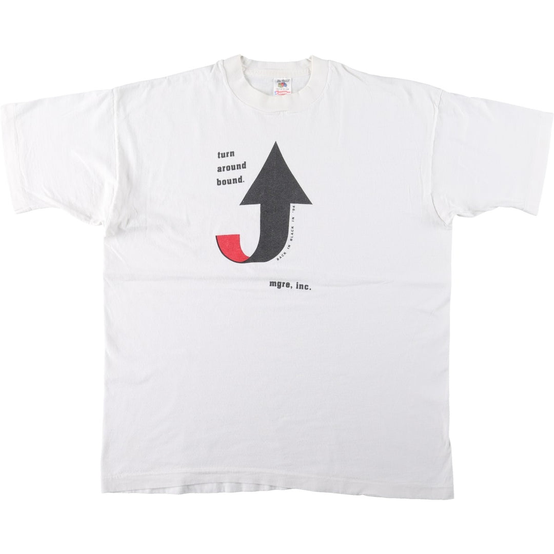 90'S Fruit of the Loom Message Print T-Shirt Made in USA Men's XL Vintage cotton white type Vintage Second Hand