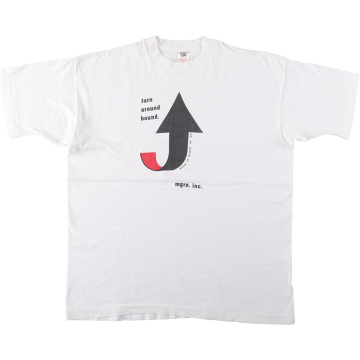 90'S Fruit of the Loom Message Print T-Shirt Made in USA Men's XL Vintage cotton white type Vintage Second Hand