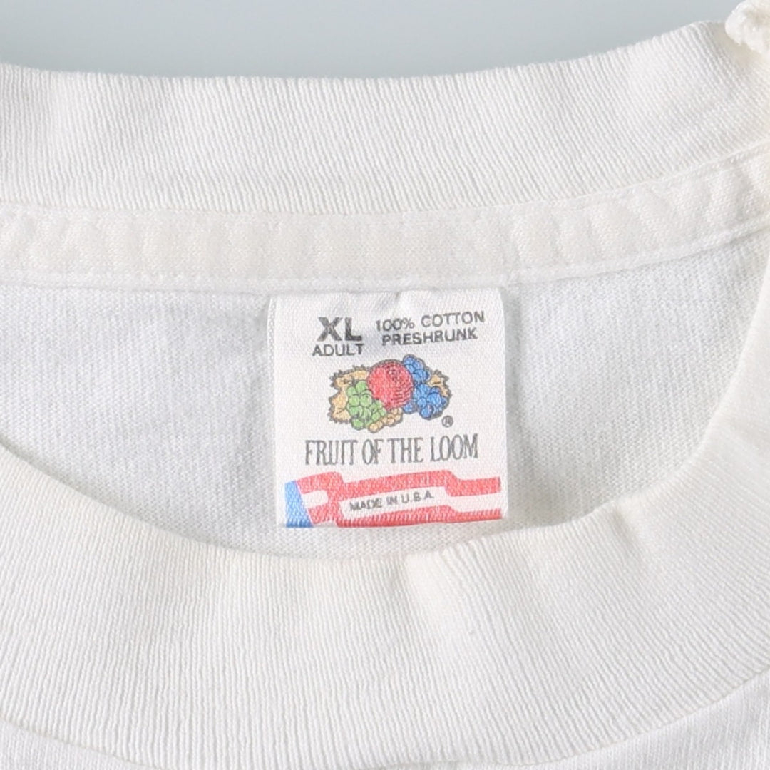90'S Fruit of the Loom Message Print T-Shirt Made in USA Men's XL Vintage cotton white type Vintage Second Hand