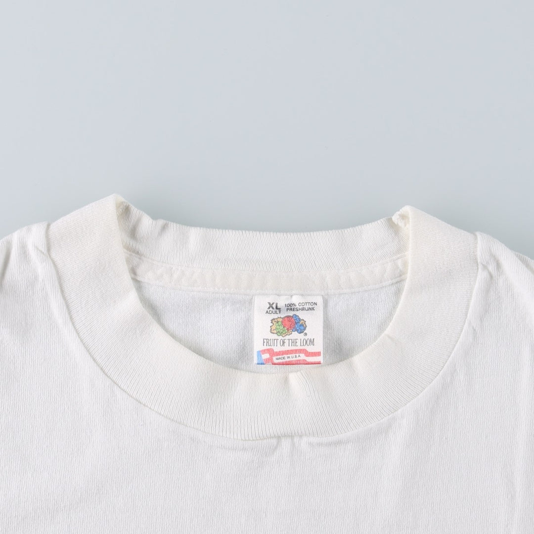 90'S Fruit of the Loom Message Print T-Shirt Made in USA Men's XL Vintage cotton white type Vintage Second Hand