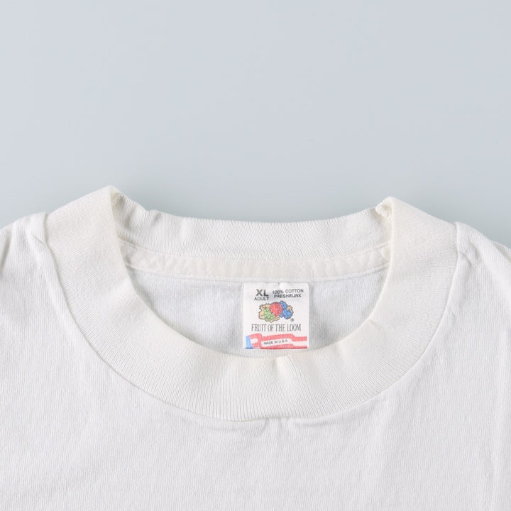 90'S Fruit of the Loom Message Print T-Shirt Made in USA Men's XL Vintage cotton white type Vintage Second Hand