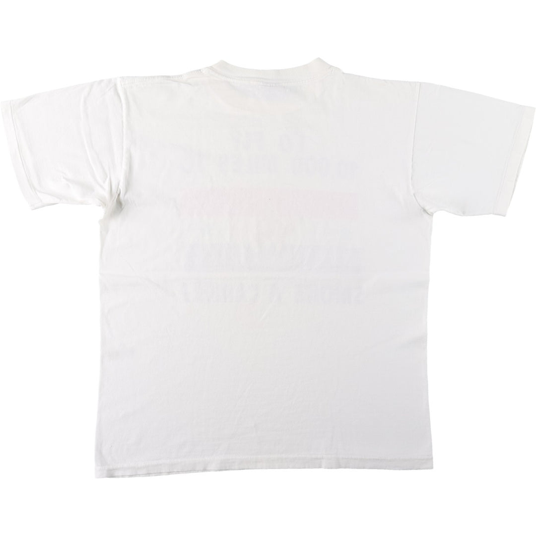 90'S ONEITA parody message print T-shirt, made in USA, men's size XL equivalent, vintage. cotton white type Vintage Second Hand
