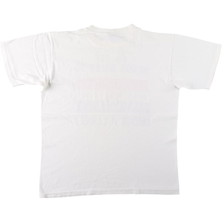 90'S ONEITA parody message print T-shirt, made in USA, men's size XL equivalent, vintage. cotton white type Vintage Second Hand