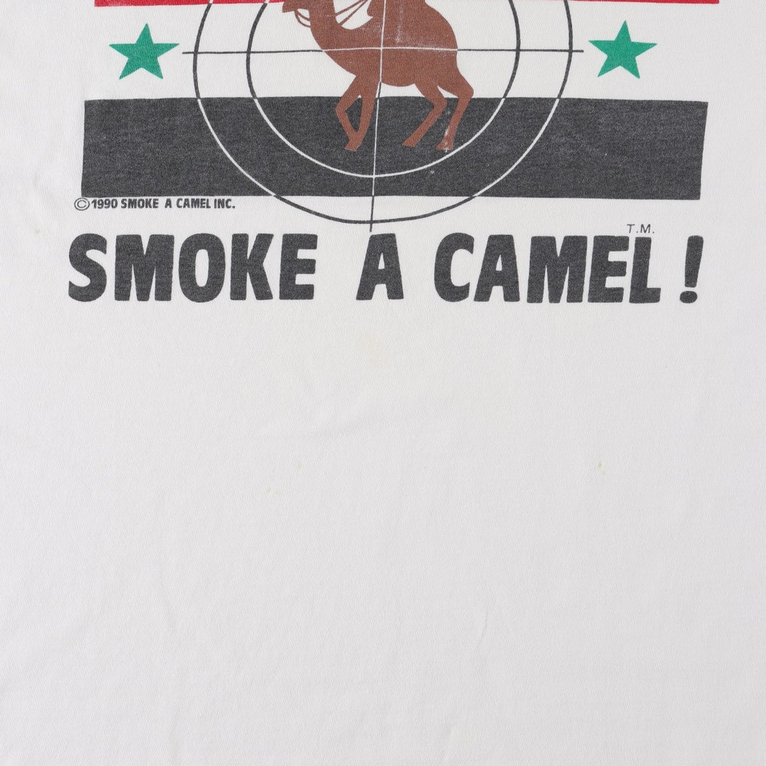 90'S ONEITA parody message print T-shirt, made in USA, men's size XL equivalent, vintage. cotton white type Vintage Second Hand