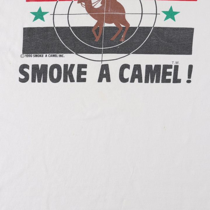 90'S ONEITA parody message print T-shirt, made in USA, men's size XL equivalent, vintage. cotton white type Vintage Second Hand