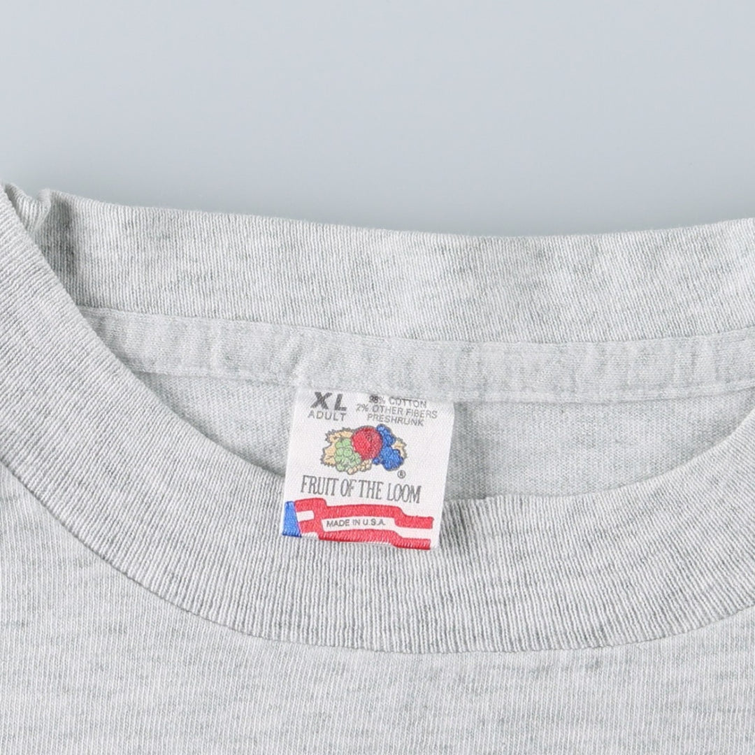 90'S Fruit of the Loom Message Print T-Shirt Made in USA Men's XL Vintage cotton gray type Vintage Second Hand