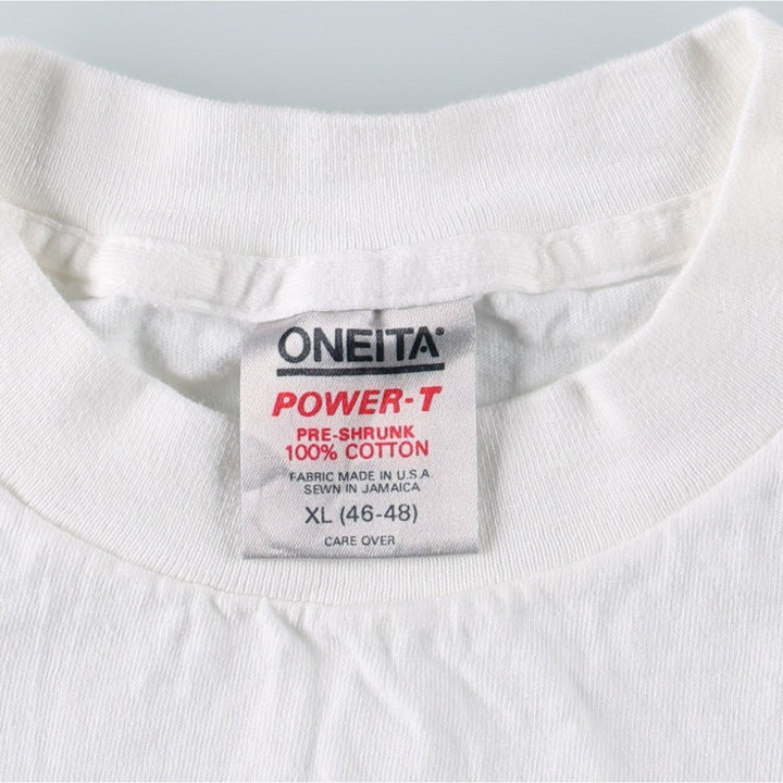 90'S ONEITA Message Print T-Shirt Made in USA Men's XL Vintage cotton white type Vintage Second Hand