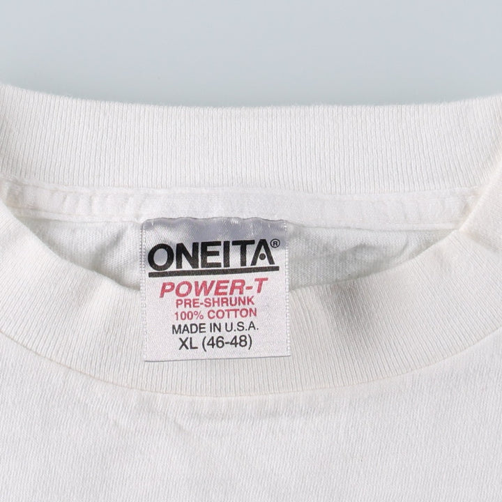 90'S ONEITA Message Print T-Shirt Made in USA Men's XL Vintage cotton white type Vintage Second Hand