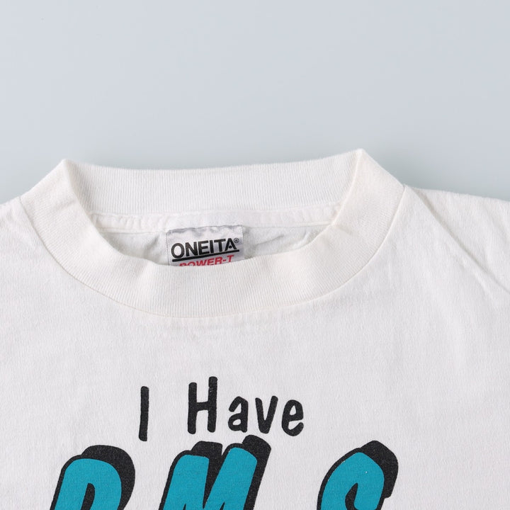 90'S ONEITA Message Print T-Shirt Made in USA Men's XL Vintage cotton white type Vintage Second Hand