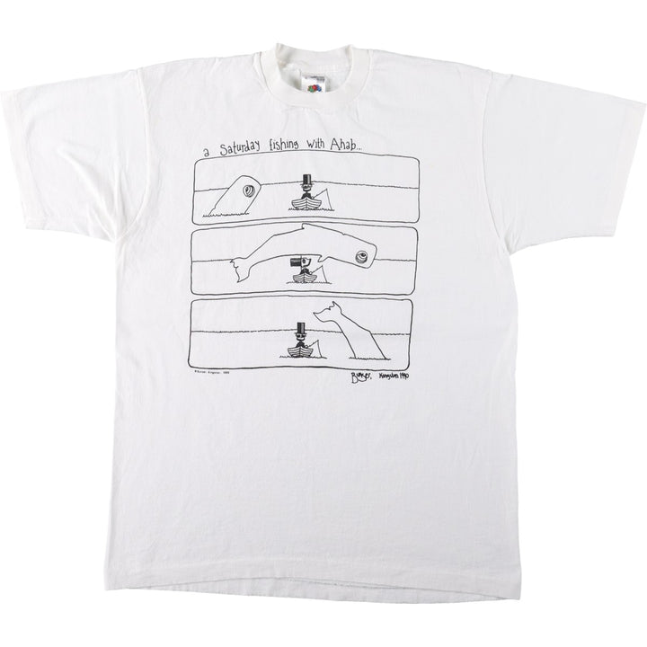 80'S Fruit of the Loom Art T-Shirt, Made in Canada, Men's XL equivalent, Vintage cotton white type Vintage Second Hand