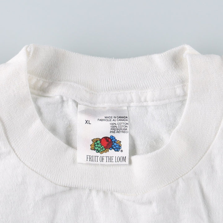 80'S Fruit of the Loom Art T-Shirt, Made in Canada, Men's XL equivalent, Vintage cotton white type Vintage Second Hand