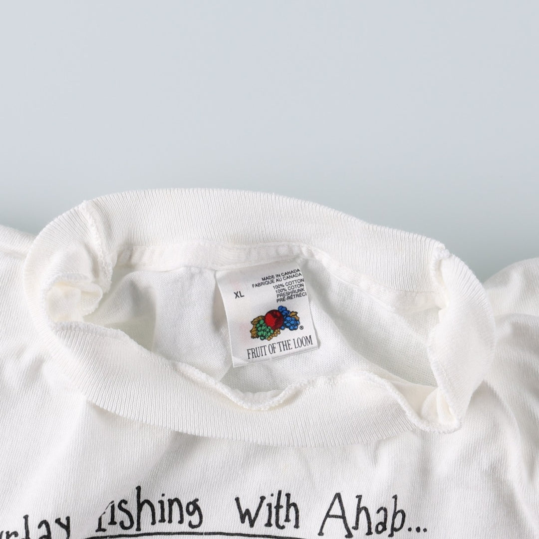 80'S Fruit of the Loom Art T-Shirt, Made in Canada, Men's XL equivalent, Vintage cotton white type Vintage Second Hand