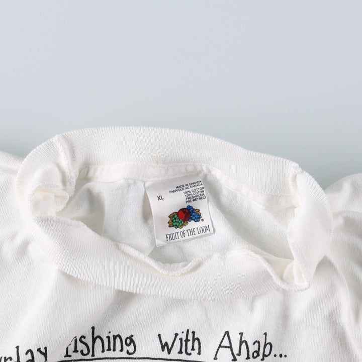 80'S Fruit of the Loom Art T-Shirt, Made in Canada, Men's XL equivalent, Vintage cotton white type Vintage Second Hand