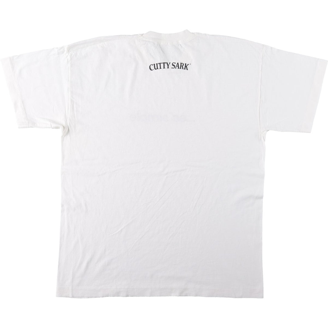 90'S message print T-shirt, men's size L equivalent, vintage. unclear white type Vintage Second Hand