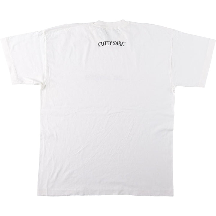 90'S message print T-shirt, men's size L equivalent, vintage. unclear white type Vintage Second Hand